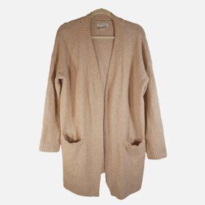 Rachel Zoe Super Soft Lounge Open Front Long Cardigan with Pockets Sz M Beige